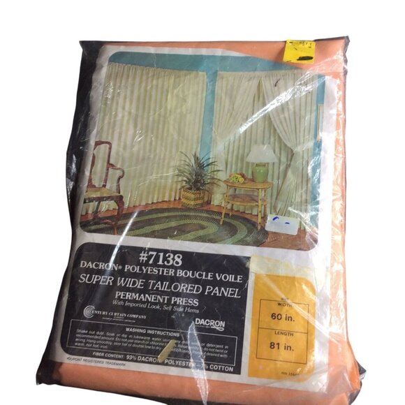 Vintage 80s Peach Sheer One Panel Curtain Super Wide 60" x 81" New - Picture 2 of 7